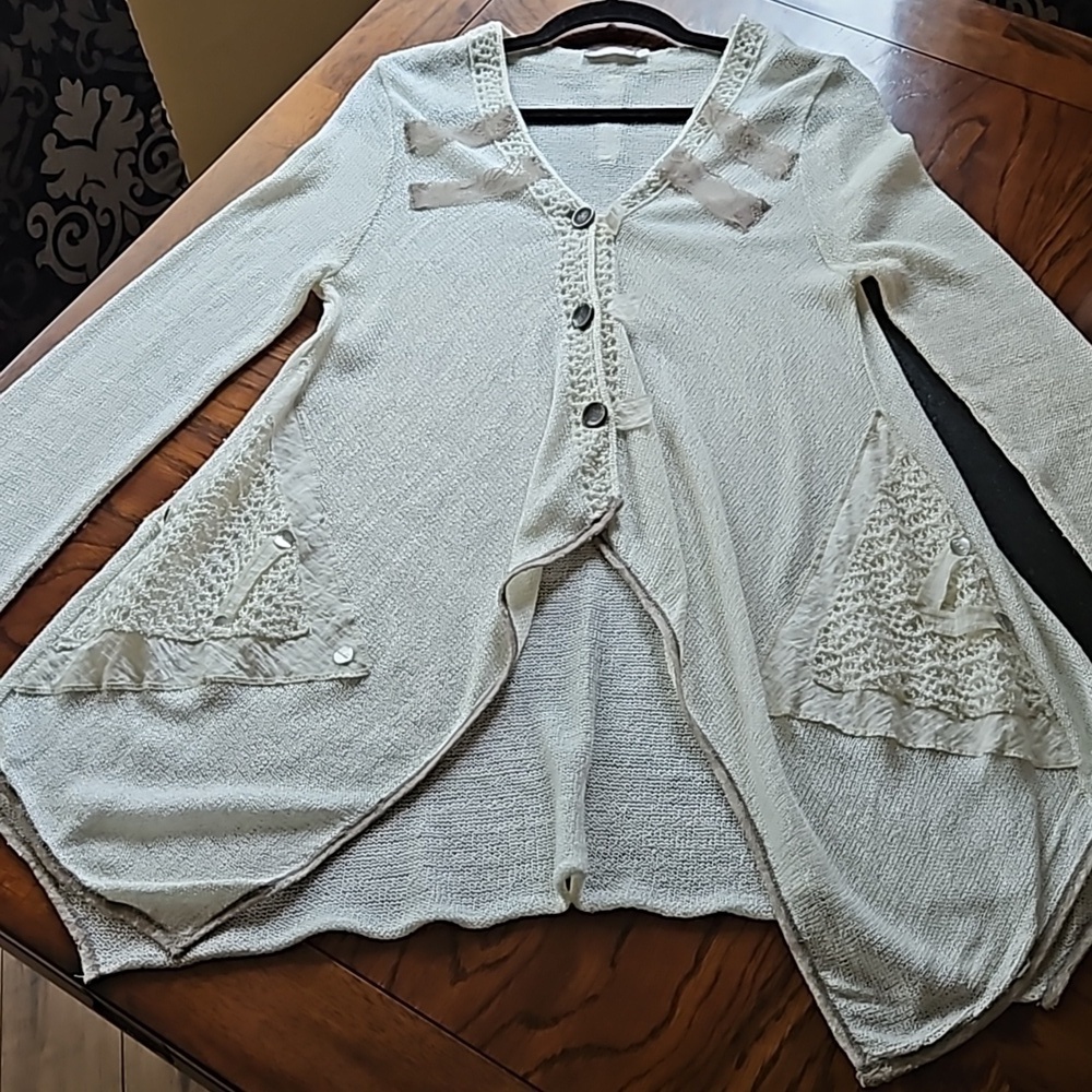 Caty Lesca Knit Lace Cardigan Sweater Size 3 - Picture 10 of 16